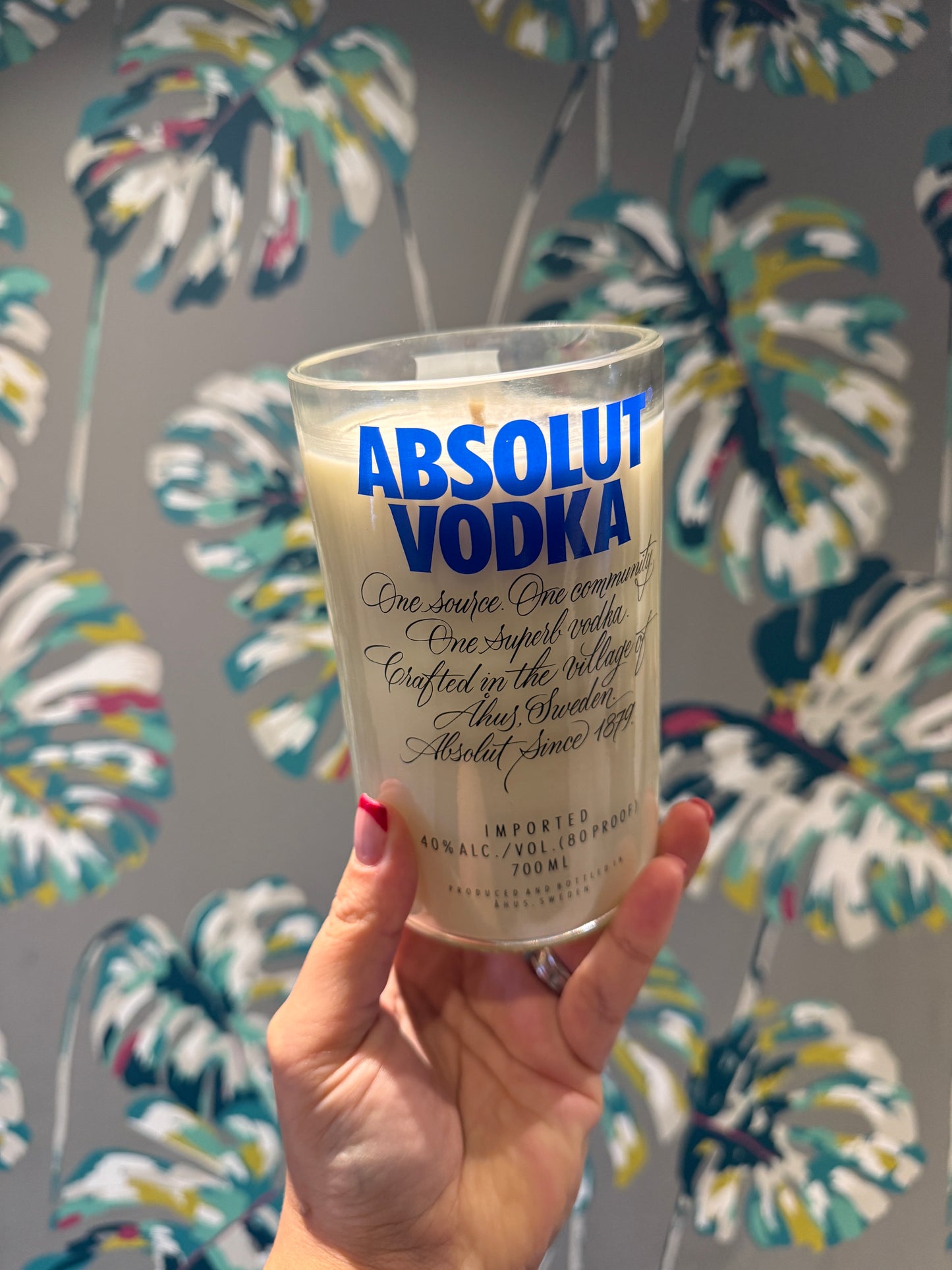Absolute Vodka Repurposed Vodka Bottle Candle
